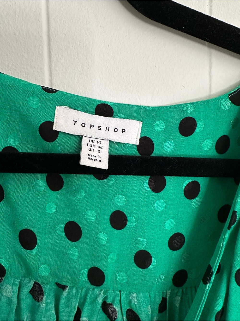 Topshop Green Polka Dot Short Sleeve Wrap Dress - Picture 2 of 3